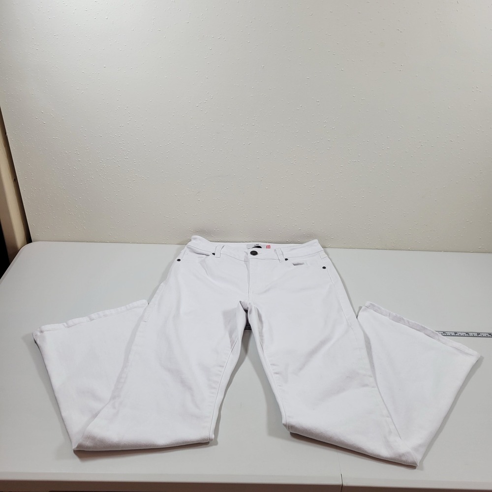 Cabi Trouser Jean Women Size 4 White Excellent Wide Leg Flare Denim‎